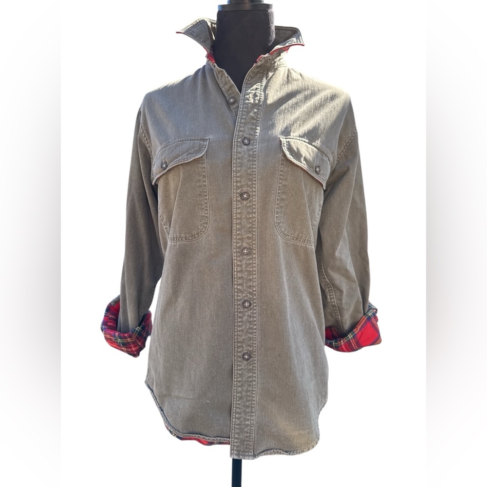 Vintage L.L. Bean Plainsmen Shirt Red Plaid Flannel Lined USA Made Men’s sz S - Picture 7 of 12